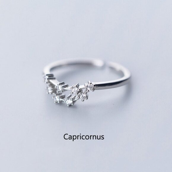 ❤️925 STERLING SILVER Jewelry - 😍CAPRICORNUS Silver Constellation Resizable/Adjustable NWT Ring For Women, F193